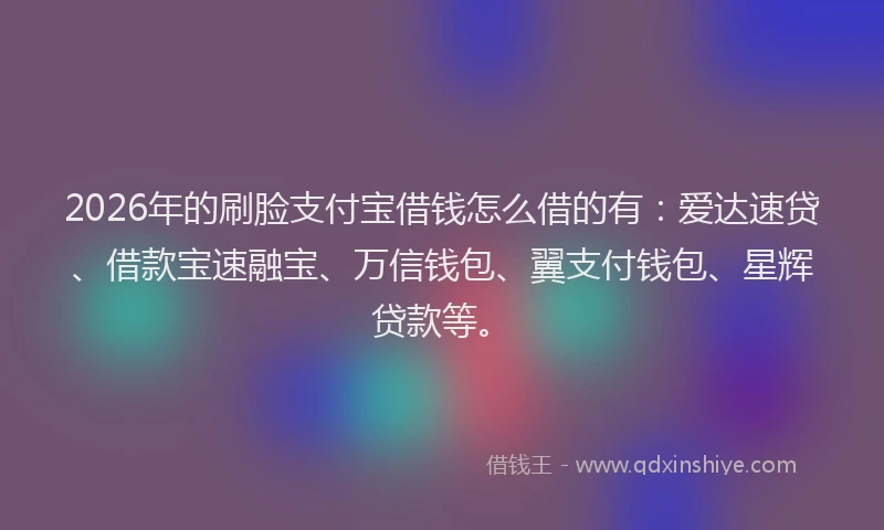 2026年的刷脸支付宝借钱怎么借的有：爱达速贷、借款宝速融宝、万信钱包、翼支付钱包、星辉贷款等。