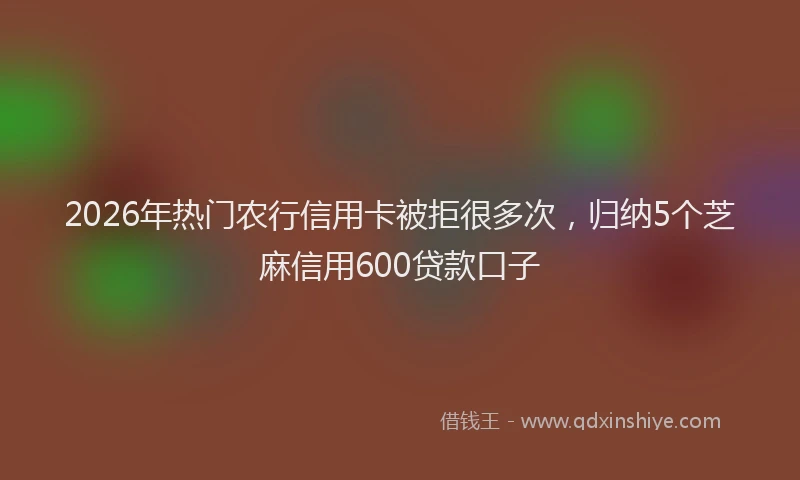 2026年热门农行信用卡被拒很多次，归纳5个芝麻信用600贷款口子