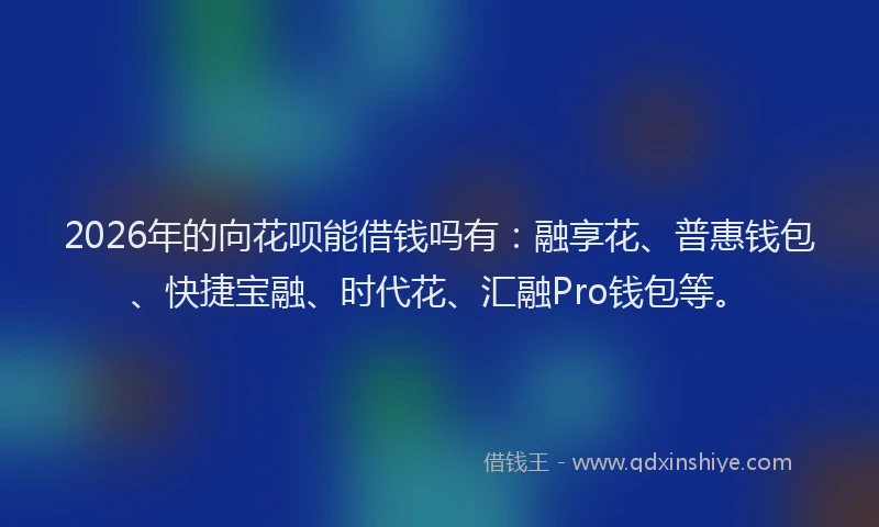 2026年的向花呗能借钱吗有：融享花、普惠钱包、快捷宝融、时代花、汇融Pro钱包等。