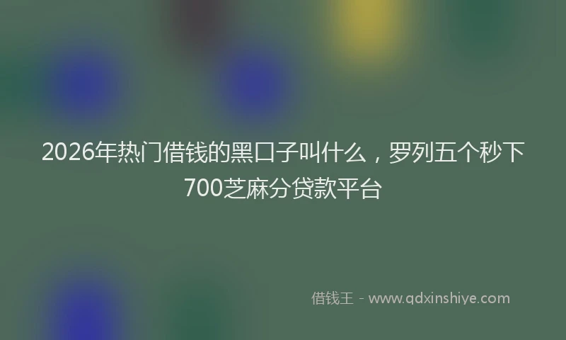2026年热门借钱的黑口子叫什么，罗列五个秒下700芝麻分贷款平台