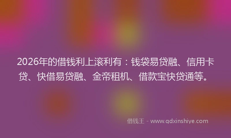 2026年的借钱利上滚利有：钱袋易贷融、信用卡贷、快借易贷融、金帝租机、借款宝快贷通等。