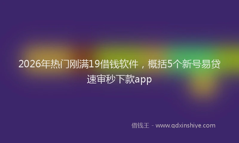 2026年热门刚满19借钱软件，概括5个新号易贷速审秒下款app