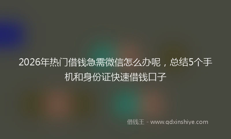 2026年热门借钱急需微信怎么办呢，总结5个手机和身份证快速借钱口子