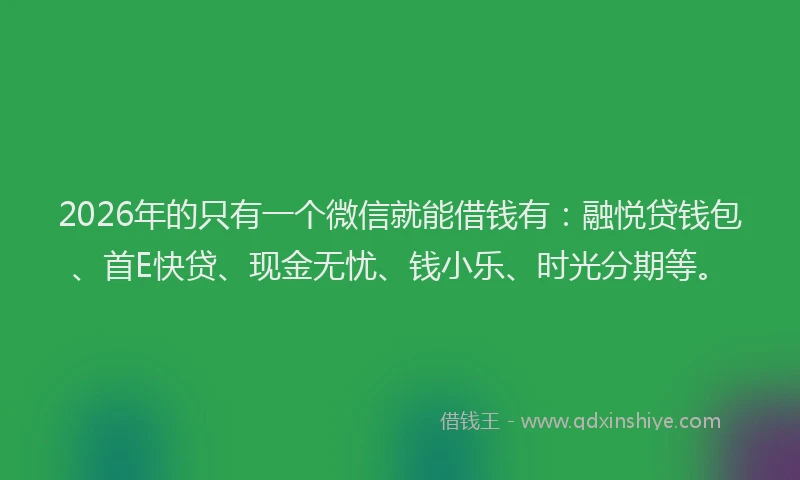 2026年的只有一个微信就能借钱有：融悦贷钱包、首E快贷、现金无忧、钱小乐、时光分期等。