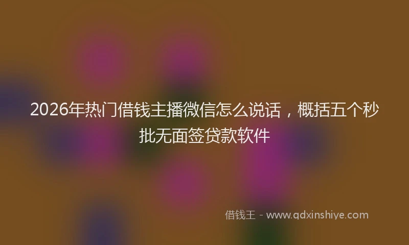 2026年热门借钱主播微信怎么说话，概括五个秒批无面签贷款软件