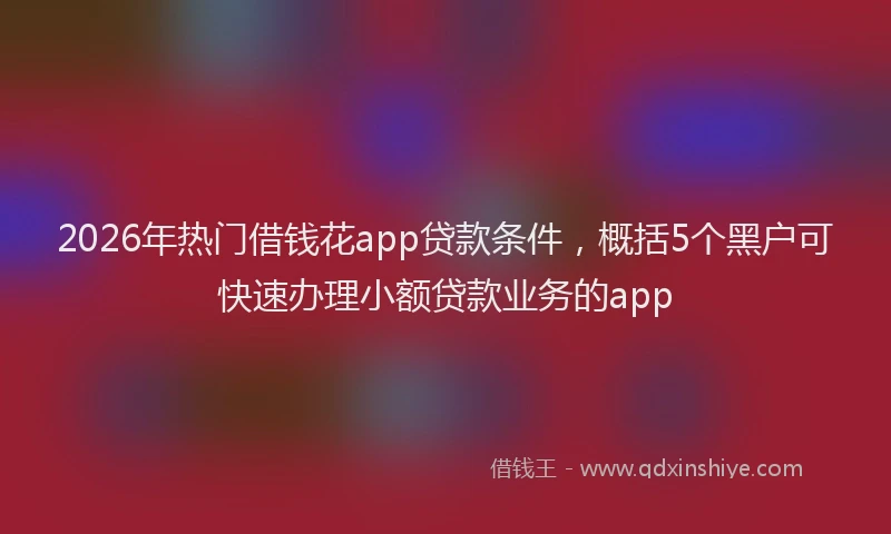 2026年热门借钱花app贷款条件，概括5个黑户可快速办理小额贷款业务的app