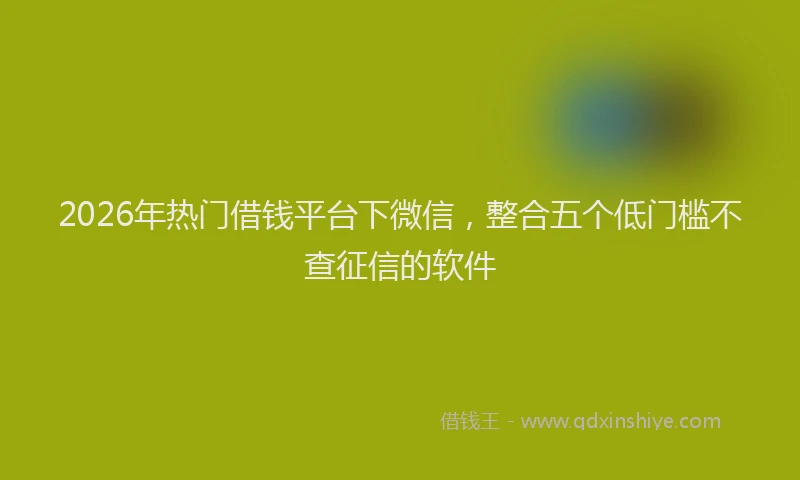 2026年热门借钱平台下微信，整合五个低门槛不查征信的软件