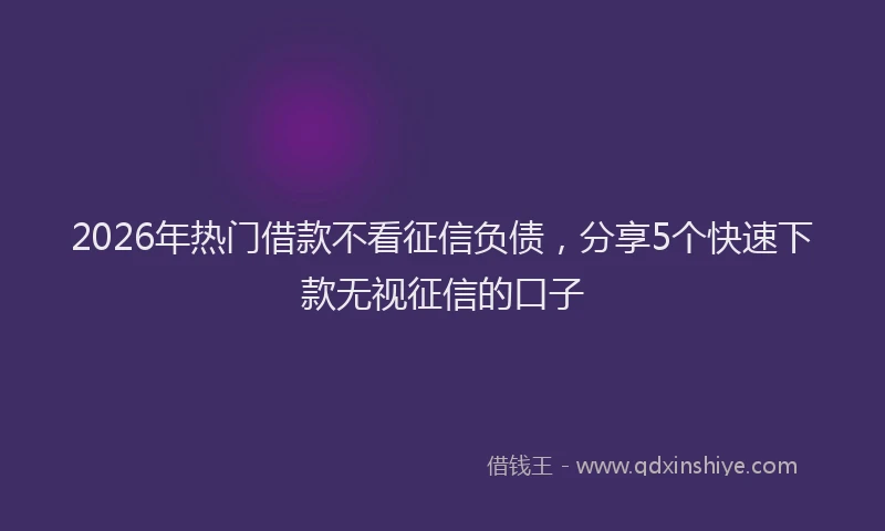 2026年热门借款不看征信负债，分享5个快速下款无视征信的口子