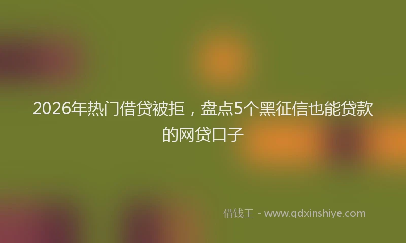 2026年热门借贷被拒，盘点5个黑征信也能贷款的网贷口子
