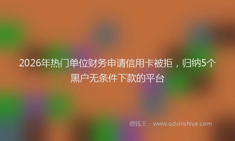 2026年热门单位财务申请信用卡被拒，归纳5个黑户无条件下款的平台
