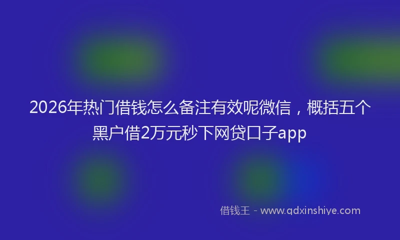 2026年热门借钱怎么备注有效呢微信，概括五个黑户借2万元秒下网贷口子app