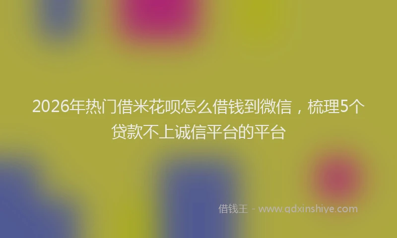 2026年热门借米花呗怎么借钱到微信，梳理5个贷款不上诚信平台的平台
