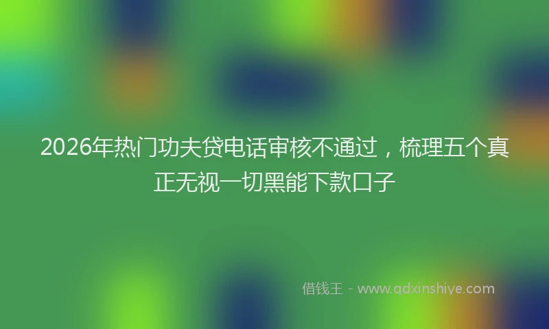 2026年热门功夫贷电话审核不通过，梳理五个真正无视一切黑能下款口子