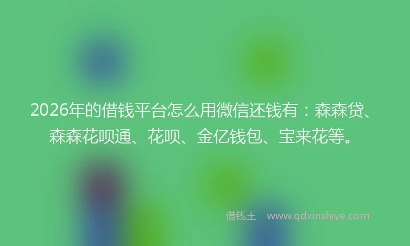 2026年的借钱平台怎么用微信还钱有：森森贷、森森花呗通、花呗、金亿钱包、宝来花等。