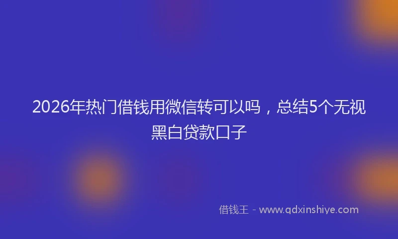 2026年热门借钱用微信转可以吗，总结5个无视黑白贷款口子