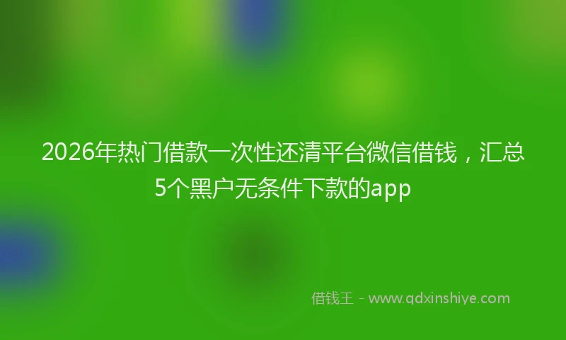 2026年热门借款一次性还清平台微信借钱，汇总5个黑户无条件下款的app