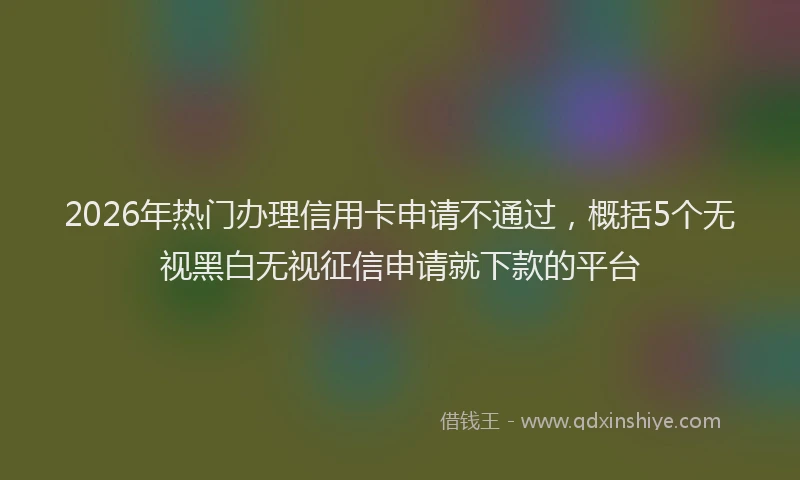 2026年热门办理信用卡申请不通过，概括5个无视黑白无视征信申请就下款的平台