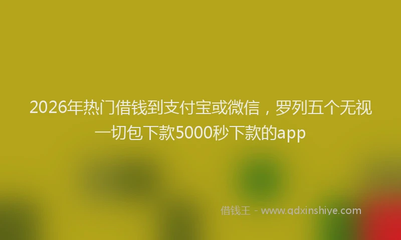 2026年热门借钱到支付宝或微信，罗列五个无视一切包下款5000秒下款的app