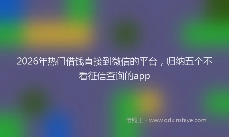 2026年热门借钱直接到微信的平台，归纳五个不看征信查询的app