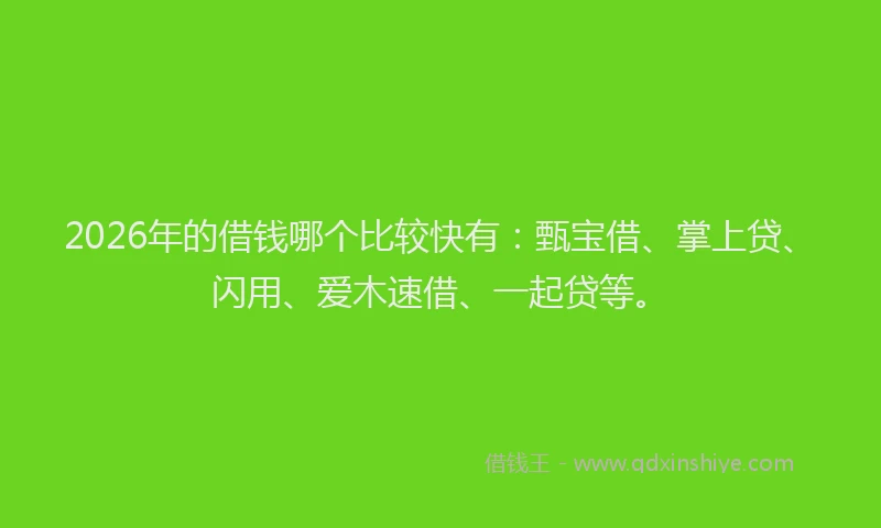 2026年的借钱哪个比较快有：甄宝借、掌上贷、闪用、爱木速借、一起贷等。