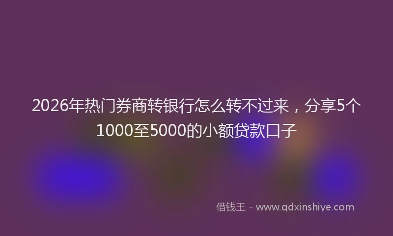 2026年热门券商转银行怎么转不过来，分享5个1000至5000的小额贷款口子