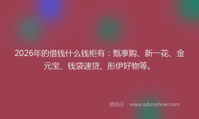 2026年的借钱什么钱柜有：甄享购、新一花、金元宝、钱袋速贷、彤伊好物等。
