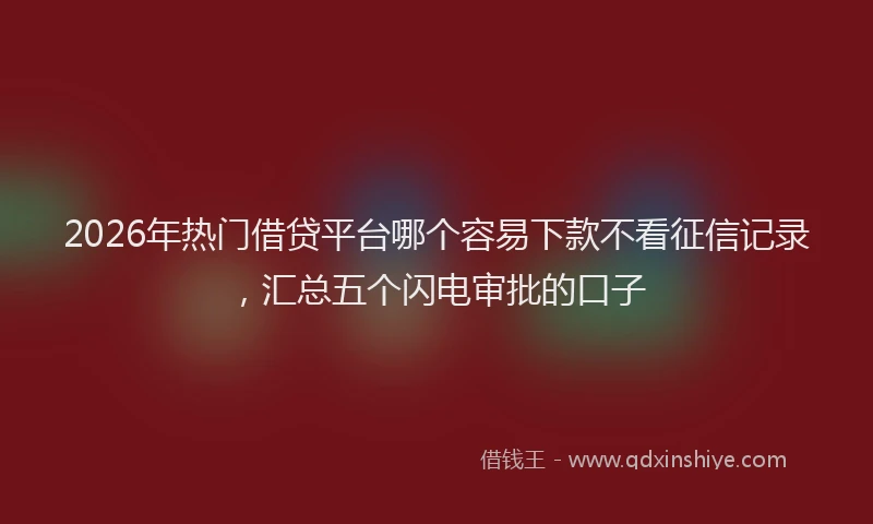2026年热门借贷平台哪个容易下款不看征信记录，汇总五个闪电审批的口子