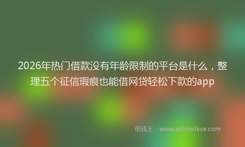 2026年热门借款没有年龄限制的平台是什么，整理五个征信瑕疵也能借网贷轻松下款的app
