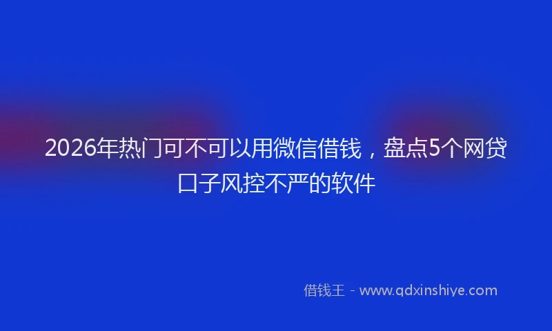 2026年热门可不可以用微信借钱，盘点5个网贷口子风控不严的软件