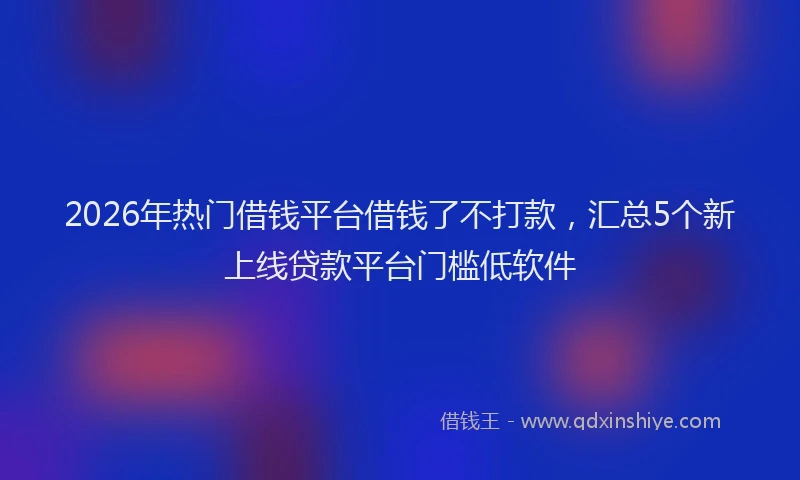 2026年热门借钱平台借钱了不打款，汇总5个新上线贷款平台门槛低软件