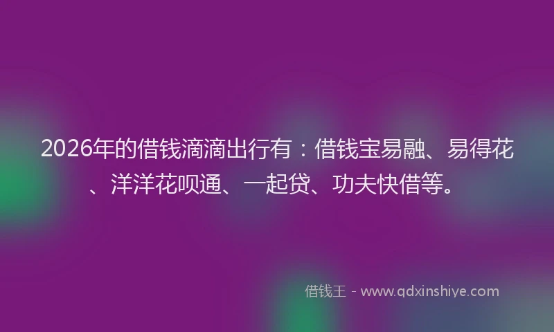 2026年的借钱滴滴出行有：借钱宝易融、易得花、洋洋花呗通、一起贷、功夫快借等。