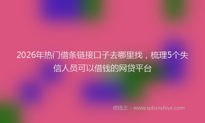 2026年热门借条链接口子去哪里找，梳理5个失信人员可以借钱的网贷平台