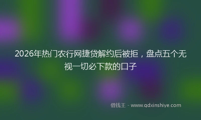 2026年热门农行网捷贷解约后被拒，盘点五个无视一切必下款的口子