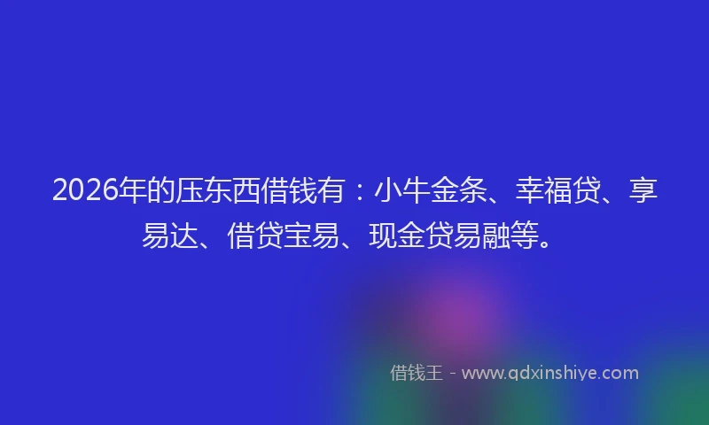 2026年的压东西借钱有：小牛金条、幸福贷、享易达、借贷宝易、现金贷易融等。
