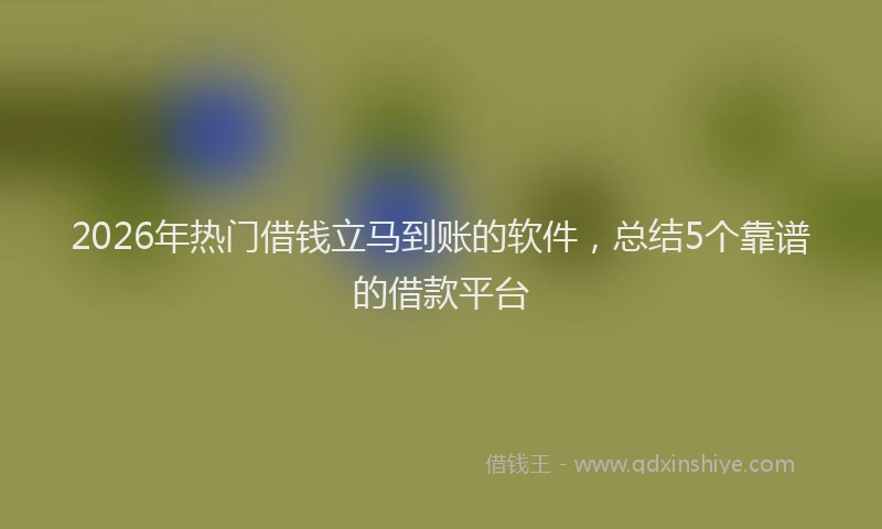 2026年热门借钱立马到账的软件，总结5个靠谱的借款平台