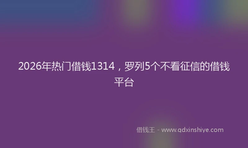 2026年热门借钱1314，罗列5个不看征信的借钱平台