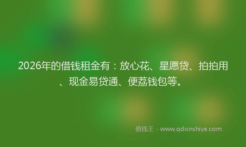2026年的借钱租金有：放心花、星愿贷、拍拍用、现金易贷通、便荔钱包等。