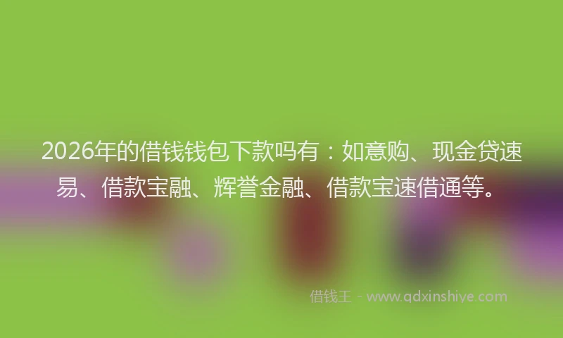 2026年的借钱钱包下款吗有：如意购、现金贷速易、借款宝融、辉誉金融、借款宝速借通等。