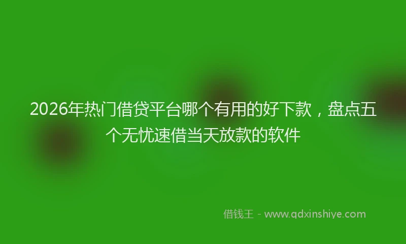 2026年热门借贷平台哪个有用的好下款，盘点五个无忧速借当天放款的软件