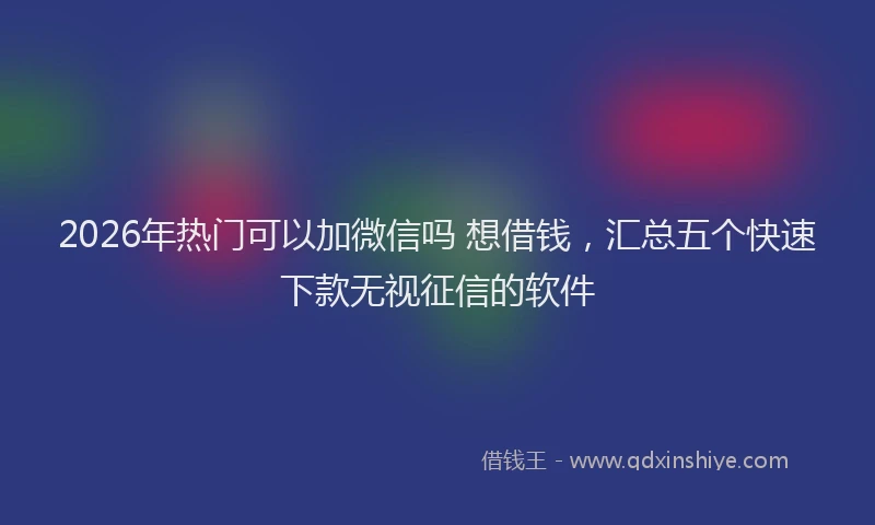 2026年热门可以加微信吗 想借钱，汇总五个快速下款无视征信的软件