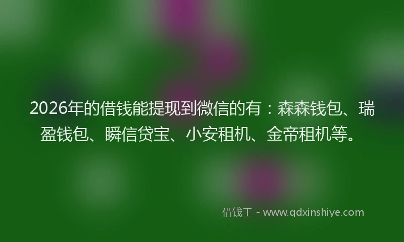 2026年的借钱能提现到微信的有：森森钱包、瑞盈钱包、瞬信贷宝、小安租机、金帝租机等。