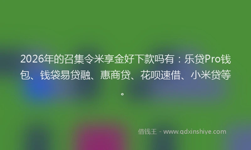 2026年的召集令米享金好下款吗有：乐贷Pro钱包、钱袋易贷融、惠商贷、花呗速借、小米贷等。