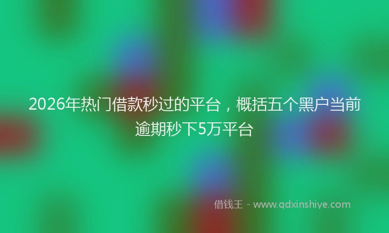 2026年热门借款秒过的平台，概括五个黑户当前逾期秒下5万平台