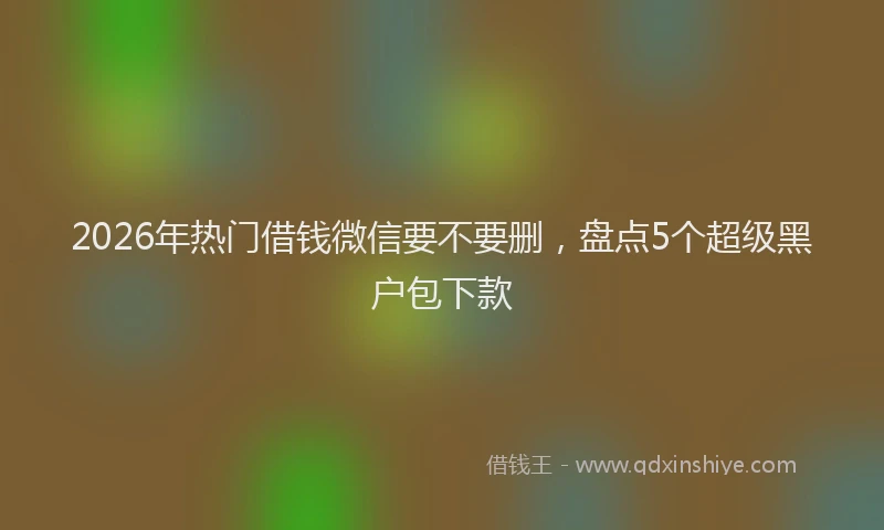 2026年热门借钱微信要不要删，盘点5个超级黑户包下款