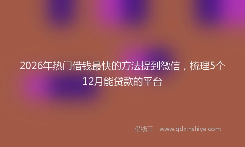 2026年热门借钱最快的方法提到微信，梳理5个12月能贷款的平台