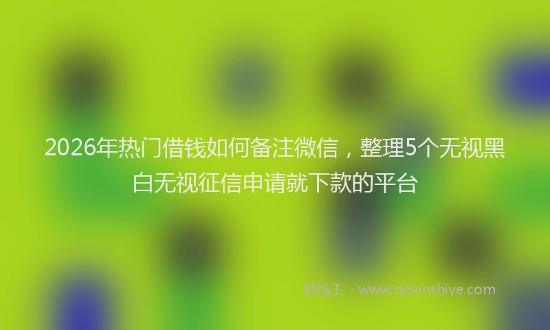 2026年热门借钱如何备注微信，整理5个无视黑白无视征信申请就下款的平台