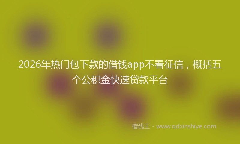 2026年热门包下款的借钱app不看征信，概括五个公积金快速贷款平台
