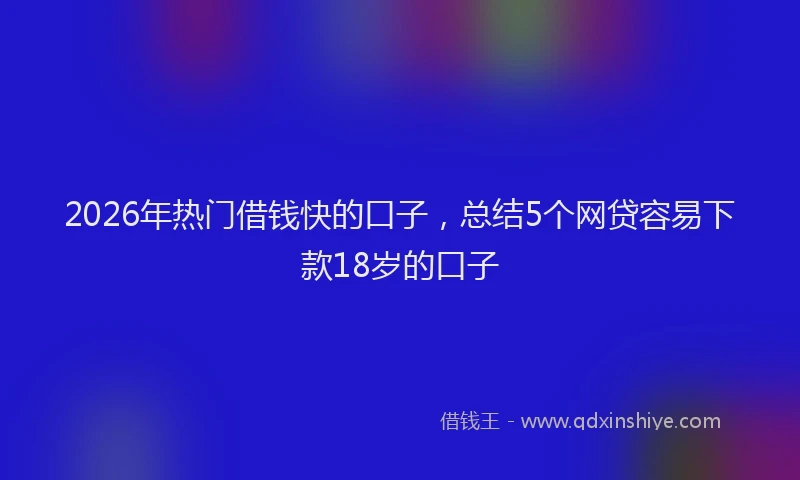 2026年热门借钱快的口子，总结5个网贷容易下款18岁的口子