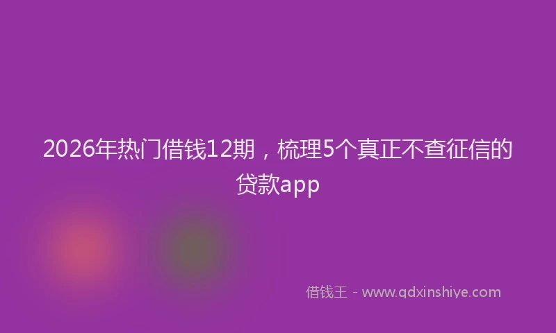 2026年热门借钱12期，梳理5个真正不查征信的贷款app