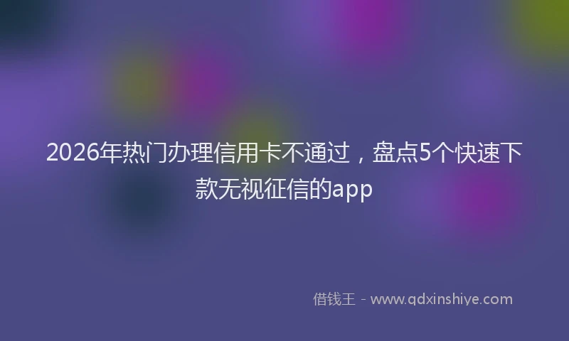 2026年热门办理信用卡不通过，盘点5个快速下款无视征信的app